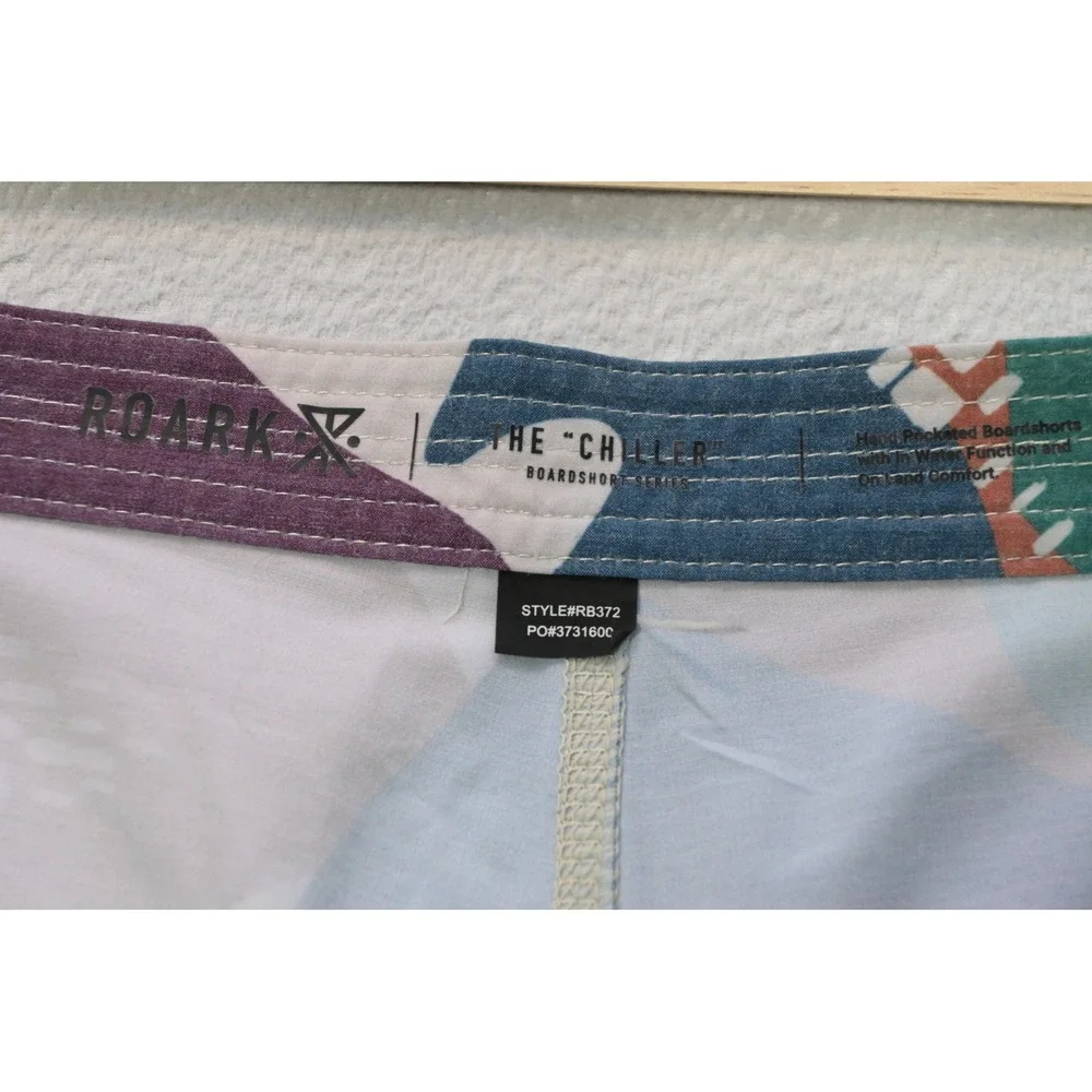 Roark Chiller Boardshorts Men 34 Multicolor Abstract Surf Hike Performance EUC